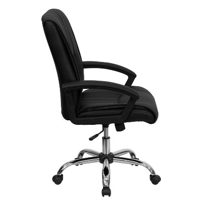 ErgoComfort Black LeatherSoft Mid-Back Swivel Executive Chair