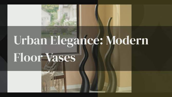 Uniquewise Tall Animal Horn Shape Floor Vase: Elegant Ceramic Black Accent for Entryway, or Living Room Decor - Nature-Inspired Modern Antler Design, 2 of 9, play video
