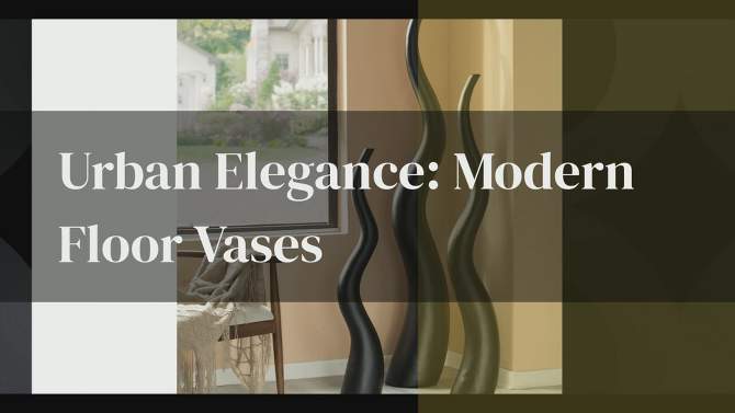 Uniquewise Tall Animal Horn Shape Floor Vase: Elegant Ceramic Black Accent for Entryway, or Living Room Decor - Nature-Inspired Modern Antler Design, 2 of 9, play video
