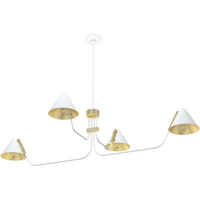 Matte White Mid-Century Inspired 4-Light Geometric Chandelier