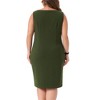 Women's Plus Size Side Zipper Classic Boat Neck Sleeveless Pencil Office Club Midi Bodycon Dresses - Agnes Orinda - 4 of 4