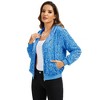 Anna-Kaci Women's Hooded Sequin Jacket with Front Zipper Closure and Ribbed Trim - Small, Blue - 3 of 4