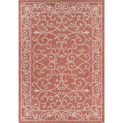 Red and Beige 4' x 6' Flat Woven Reversible Rug