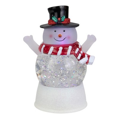 Northlight LED Lighted Snowman with Holly and Berries Top Hat Christmas Snow Globe - 5.75"