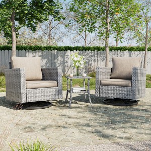 Sonkuki 3-Piece Patio Chair Set Swivel Rocking Chair Set Side Table Suiting Backyard, Poolside and Patio - 1 of 4