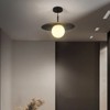 PAKOKULA 1-Light Black Diffuser Pendant Light with Metal Pleated black Shade and White Glass Shade - 3 of 4