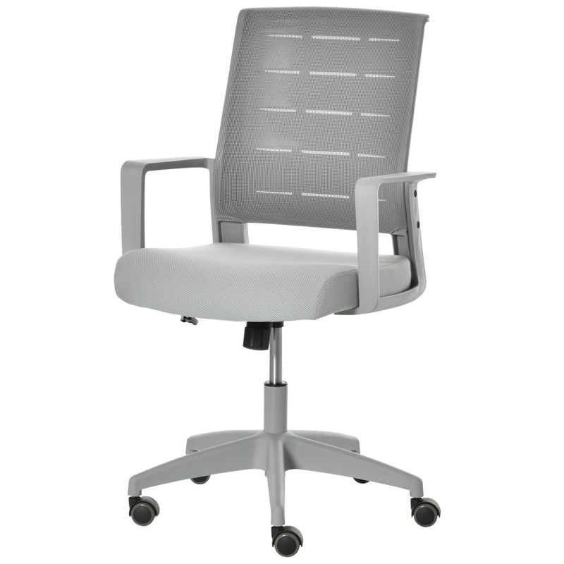 Vinsetto Mid-Back Home Office Chair, Task Computer Desk Chair with Lumbar Support and Adjustable Height, gray, 4 of 7