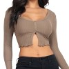 Slickblue Women's Ribbed Long Sleeve Button-Front Top, Cropped Fit, Casual Stretch Style, 10 Color Options, Size S-L - 3 of 4
