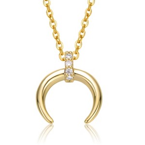Guili 14k Yellow Gold Plated with Cubic Zirconia Crescent Horn Pendant Necklace for Kids/Teens, A Stylish & Mystical Jewelry Statement - 1 of 2
