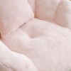 KTMBDW Bean Bag Chair with Ottoman, Armrest Bean Bag Chairs with Filler, Soft Fluffy Faux Fur, Plush Lazy Sofa with FootStool for Living Room, Pink - 3 of 4