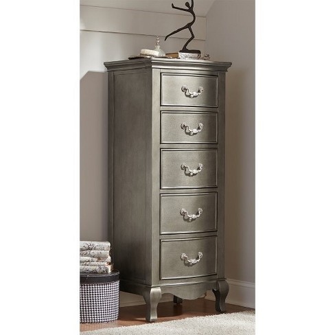Wood Kensington 5 Drawer Tall Chest In Antique Silver Ne Kids