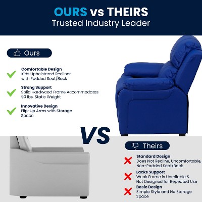 Cozy Spot Child-Sized Recliner with Storage Arms in Black Microfiber