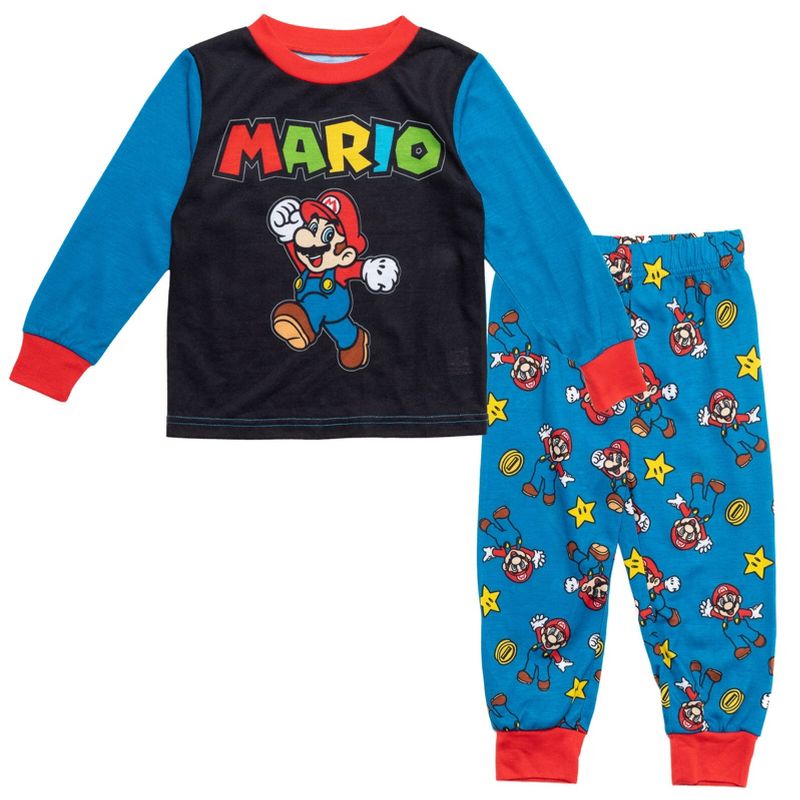 SUPER MARIO Nintendo Luigi Mario Pajama Shirt and Pants Sleep Set Toddler, 1 of 8