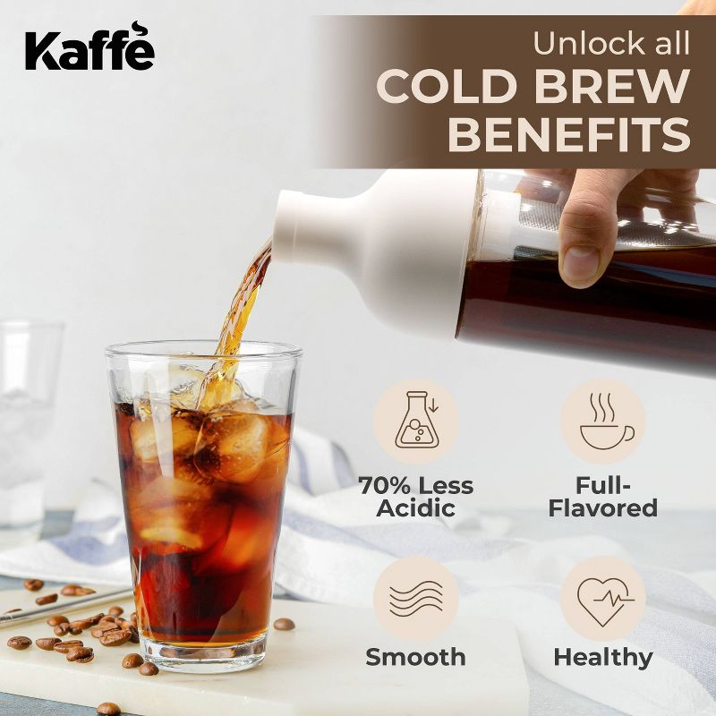 Cold Brew Coffee Maker - Glass/Silicone Top - White - 1L, 5 of 8