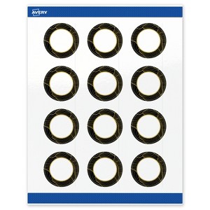 Avery Round Labels, Black with Gold Pattern, 2" Diameter - 1 of 4