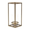HomeRoots 16" Clear And Gold Metal And Glass Tabletop Candle Holder - 4 of 4