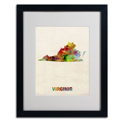 Trademark Fine Art -Michael Tompsett 'Virginia Map' Matted Framed Art