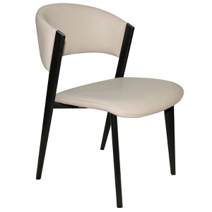 LeisureMod Upholstered Dining Chair in Leather with Black Iron Frame and Legs Aspen Series - 1 of 4