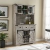 OKD 72" Bar Cabinet with Sliding Barn Door, Large Kitchen Buffet with Hutch w/Wine & Glasses Rack, 3 Drawers, 12 Storage Shelves - 2 of 4