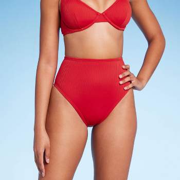 Women's Ruffle Cheeky Bikini Bottom - Shade & Shore™ Red Xl : Target