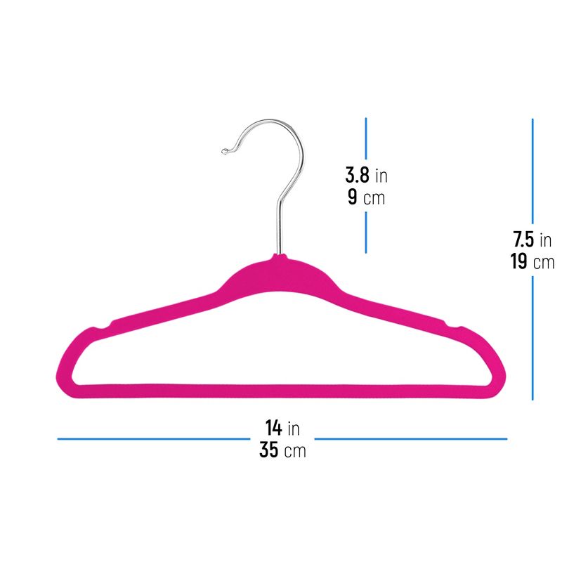 OSTO Premium Velvet Hangers for Kids, Pack of 50 Non-Slip Clothes Hangers, Thin Space-Saving with Notches and 360° Hook; 14 Inch, 4 of 5