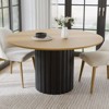 PexFix 52" Solid Wood Round Dining Table Kitchen Table for 4-6 with Tabletop & Textured Cylindrical Base for Living/Dining Room Coffee Office Natural - 2 of 4