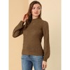 Allegra K Women's Ruffle Mock Neck Bishop Sleeve Knitted Ribbed Pullover Sweater - 4 of 4