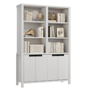 Bookshelf with Drawers, Farmhouse Tier Double Wide Bookshelves and Bookcases with Storage, Freestanding Bookshelf Large Open Book Shelf - 1 of 4