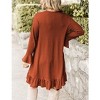 WhizMax Women V-Neck Ruffle Edge Loose-Fit Casual Long Sleeve Dress - 3 of 4