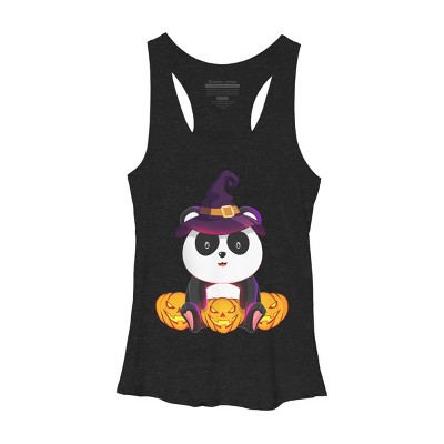 Women's Mickey & Friends Halloween Pumpkin Face Racerback Tank Top - Black  Heather - Small