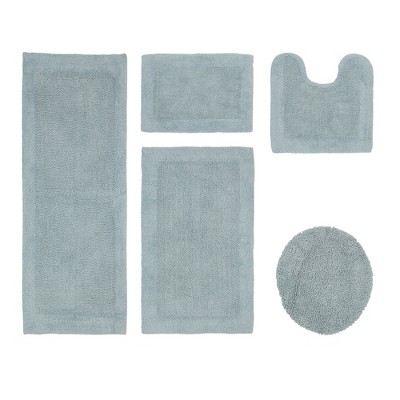 Edge Bath Rug 100% Premium Cotton Ultra-Soft Water Absorbent Tufted Solid Reversible 5 Piece Bathroom Rug Set for Machine Washable Bathmat