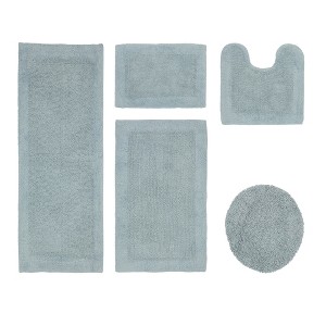 Edge Bath Rug 100% Premium Cotton Ultra-Soft Water Absorbent Tufted Solid Reversible 5 Piece Bathroom Rug Set for Machine Washable Bathmat - 1 of 4