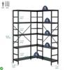 5-Tier L-Shaped Corner Bookcase, Industrial Tall Bookshelf with Storage, Heavy-Duty Metal Frame for Living Room, Bedroom, Home Office - 2 of 4