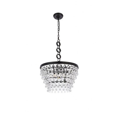 Nordic Black and Clear Crystal Tiered Chandelier