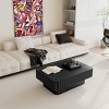 38'' Rectangle Fluted Lift Top Coffee Table with Storage,Adjustable Height Coffee Table with Solid Wood Veneer for Living Room Office-Coolbibila - 3 of 4
