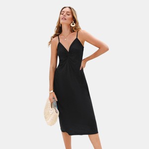 Women's Black Spaghetti Strap Midi Dress - Cupshe - 1 of 4