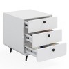 Modern Steel Bedside Table Cabinet with Circular Handles and 3 Drawers - White - 3 of 4