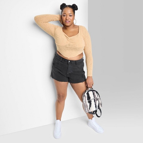 Women's High-rise Curvy Cutoff Jean Shorts - Wild Fable™ Black Wash 30 :  Target