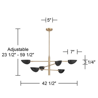 Atherton Black and Gold Mid-Century Modern 6-Light Pendant Chandelier