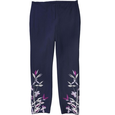 Alfani Womens Embroidered Floral Casual Cropped Pants