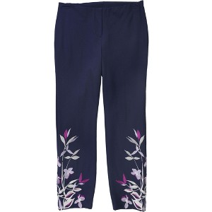 Alfani Womens Embroidered Floral Casual Cropped Pants - 1 of 2