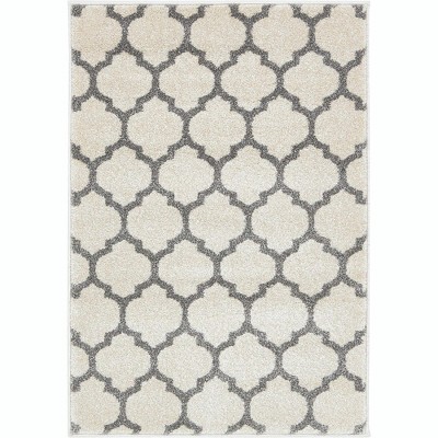 Elegant Gray Trellis 4' x 6' Easy-Care Synthetic Area Rug