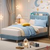 Twin/Twin XL Bed Frame with Storage Headboard Velvet Upholstered Platform Bedframe for Kids No Box Spring Needed - 3 of 4