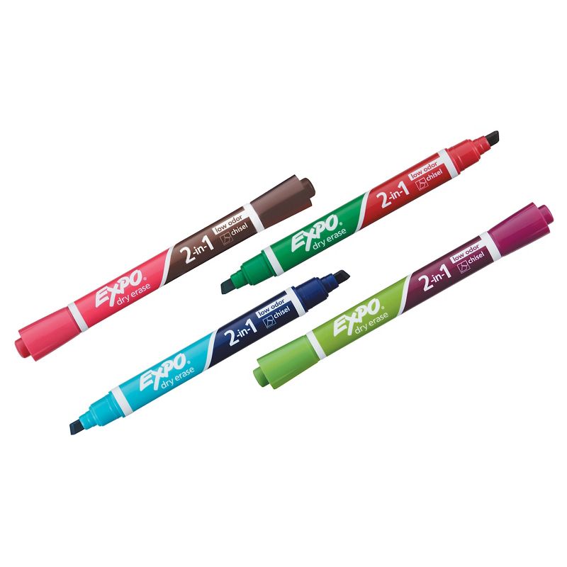 Expo 4pk Dry Erase Markers 2-in-1 Dual End Chisel Tip Multicolored, 3 of 10