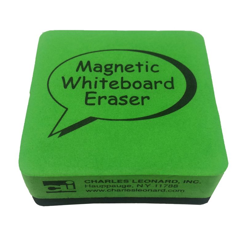 Charles Leonard Dry Erase Whiteboard Magnetic Eraser, 2 x 2 Inch, Green/Black, 12 Per Pack, 3 Packs, 2 of 3