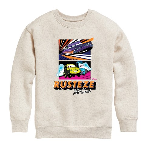 Cars Rusteze Pit Crew Graphic Long Sleeve Fleece Sweatshirt - Natural ...