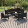 vidaXL Patio Lounge Set Outdoor Sectional Sofa Set Table Poly Rattan Black - 2 of 4