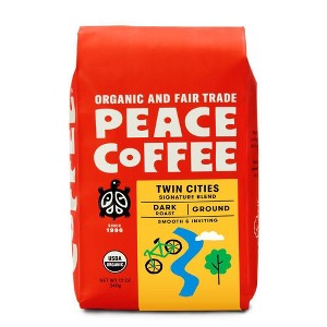 Peace Coffee Organic Fair Trade Twin Cities Blend Dark Roast Ground Coffee - 12oz - 1 of 4