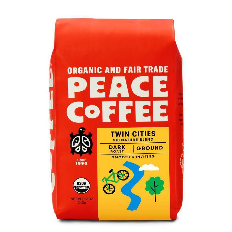 Peace Coffee Organic Fair Trade Twin Cities Blend Dark Roast Ground Coffee - 12oz, 1 of 8