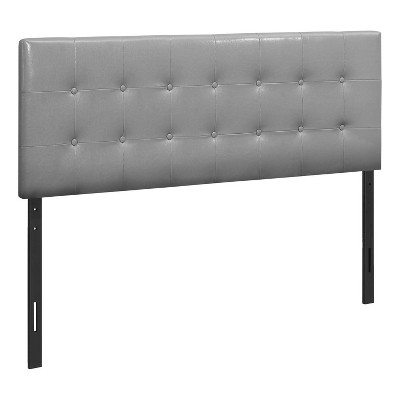 Monarch Specialties Bed Headboard Only Queen Size Bedroom Upholstered Pu Leather Look Grey Transitional